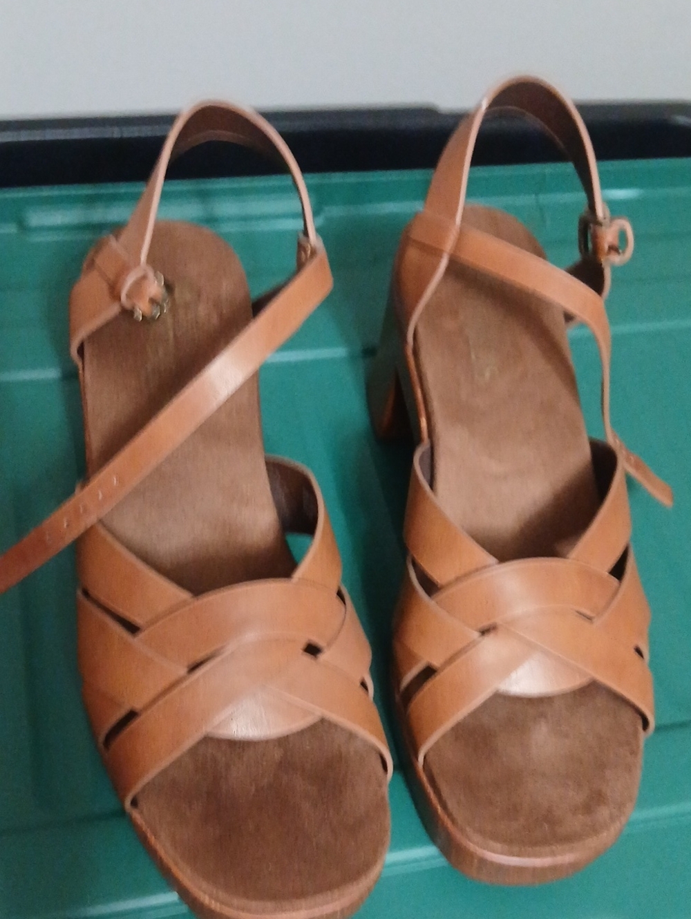 White Mountain Tan Crisscross Platform Sandals